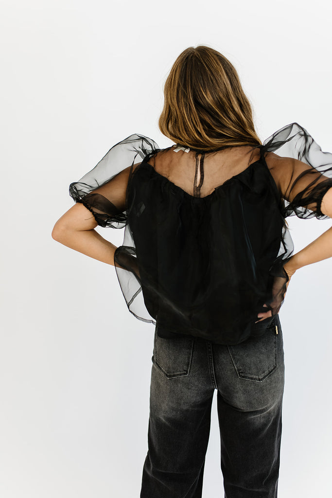 sabrina puff sleeve top // black