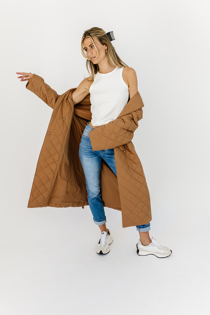 merri quilted trench coat