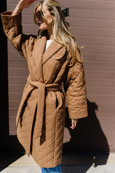 merri quilted trench coat