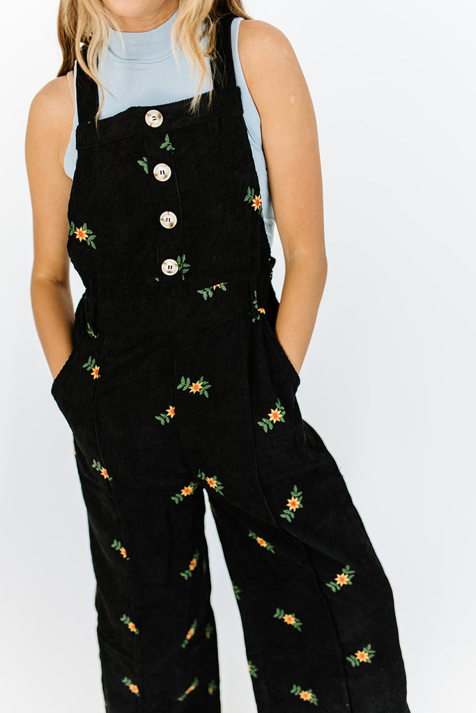 gemma embroidered overalls // black