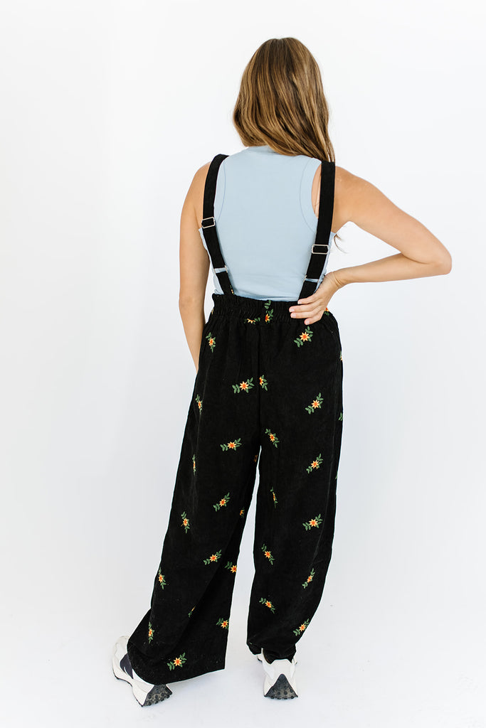 gemma embroidered overalls // black