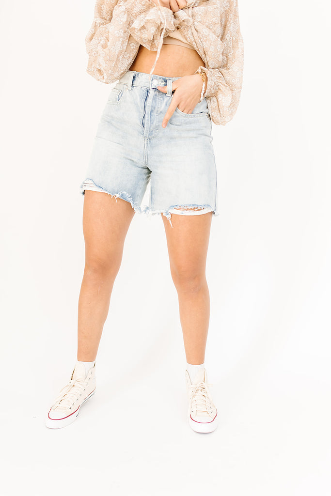 look ahead denim shorts