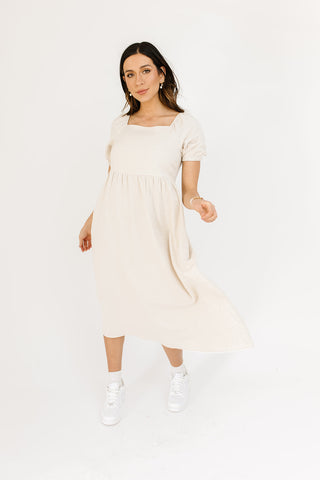 Petite Square-Neck Midi Dress