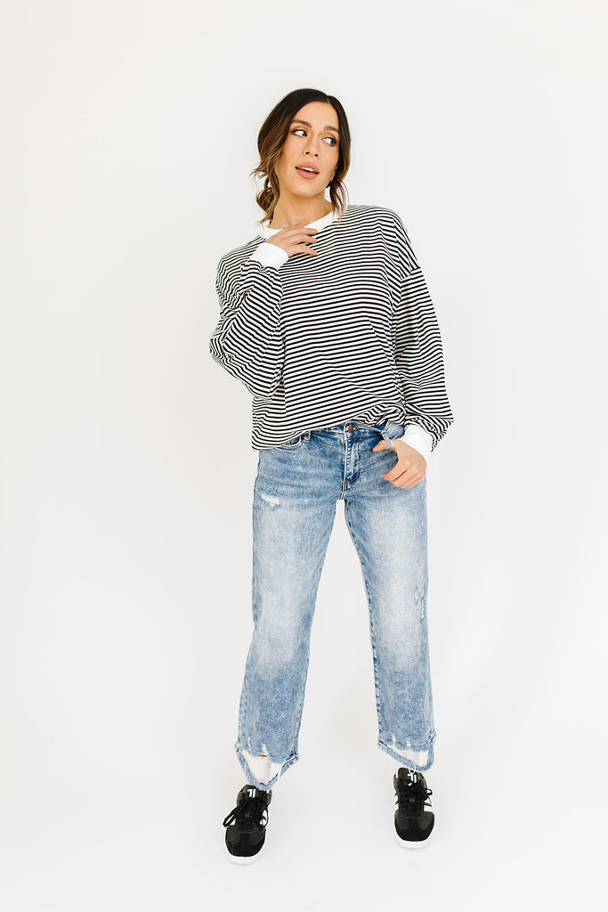 stone cold striped top // black *preorder*