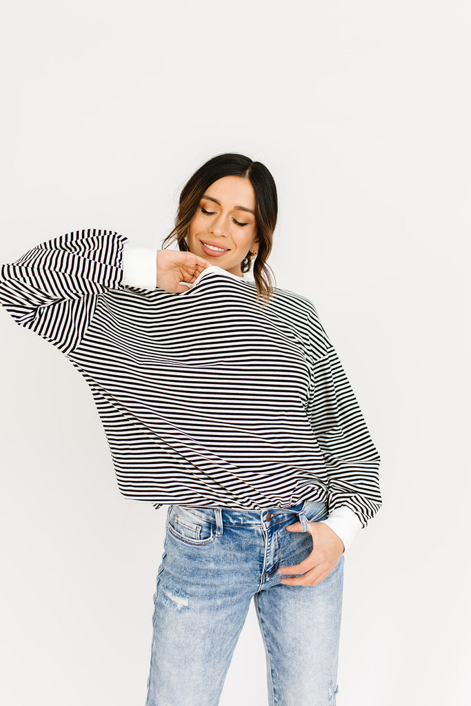 stone cold striped top // black *preorder*