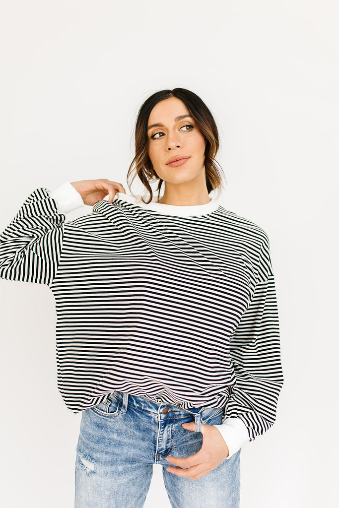 stone cold striped top // black *preorder*