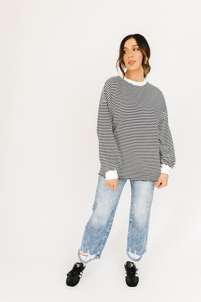 stone cold striped top // black *preorder*