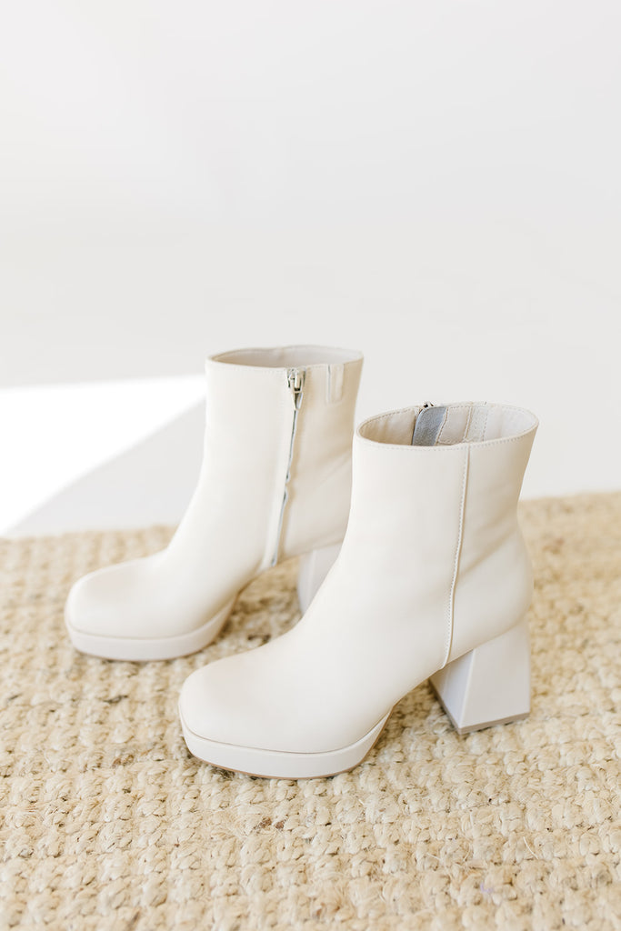 RAID Saylor Block Heeled Ankle Boot in White