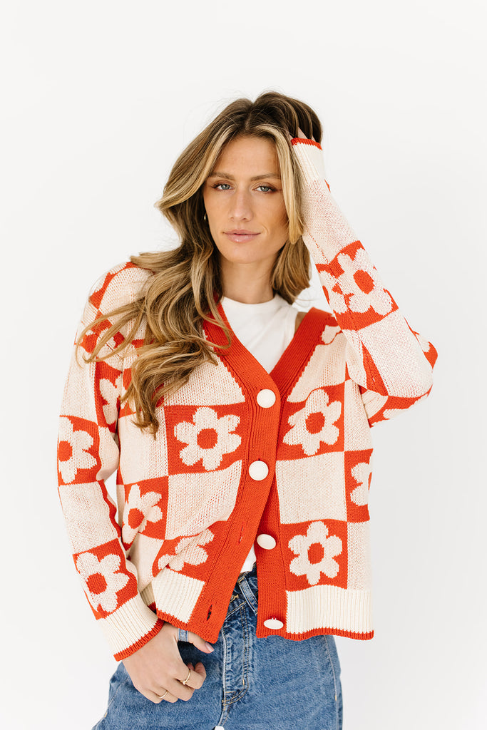 hold please floral cardigan