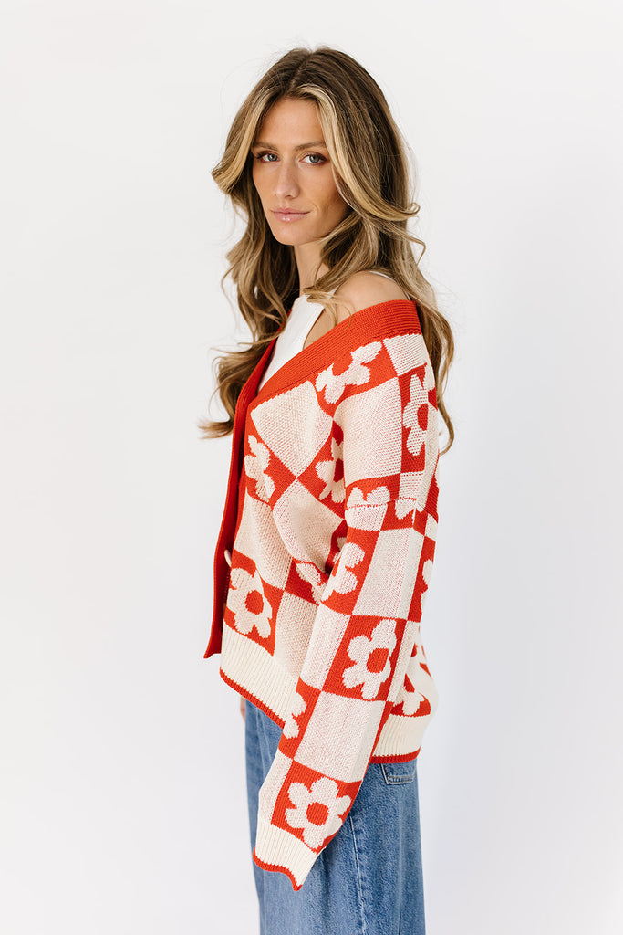 hold please floral cardigan