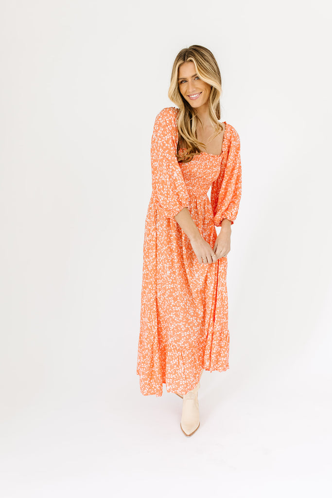 abigail floral midi dress