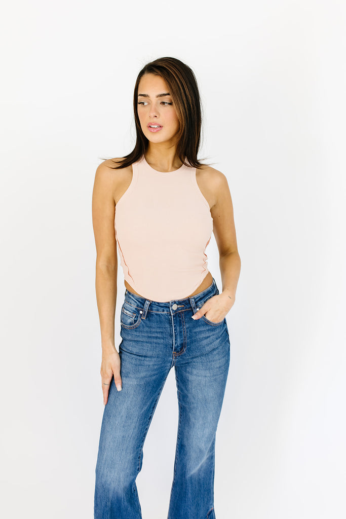 no lies ribbed tank // peach