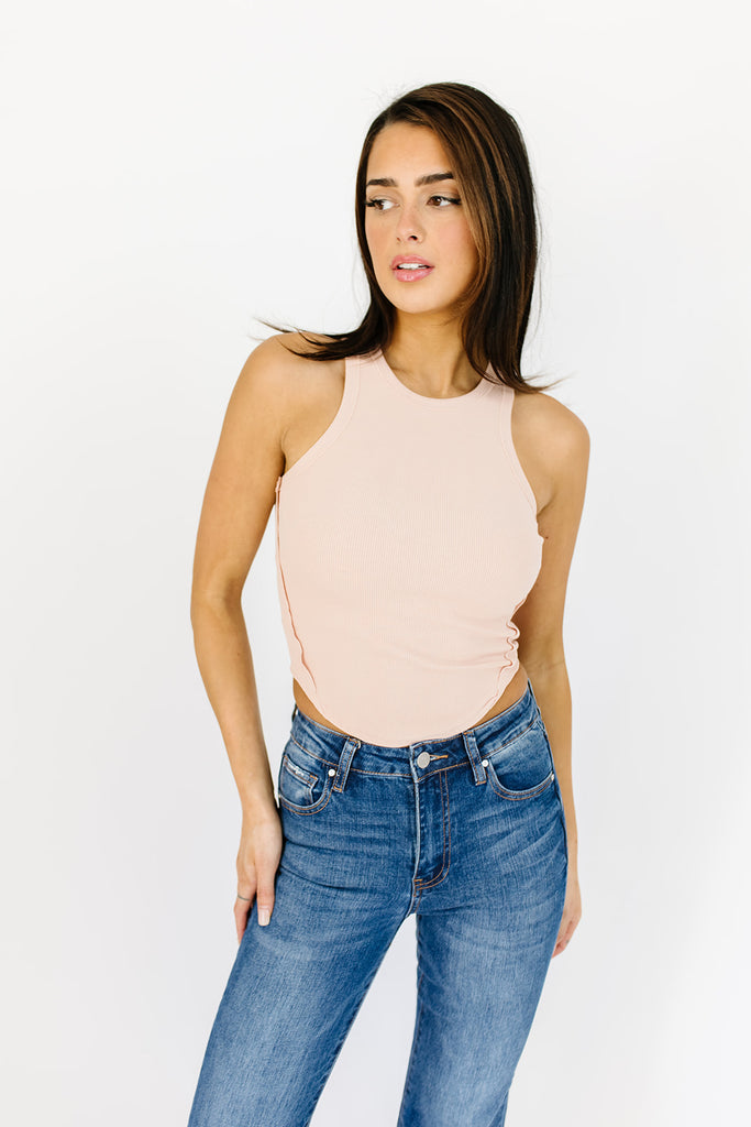 no lies ribbed tank // peach