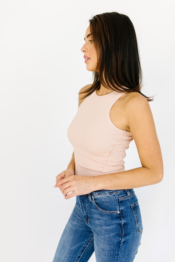 no lies ribbed tank // peach