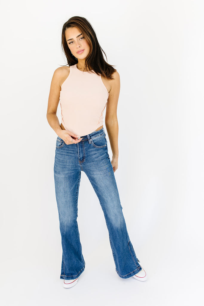 no lies ribbed tank // peach