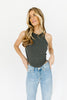 no lies ribbed tank // charcoal