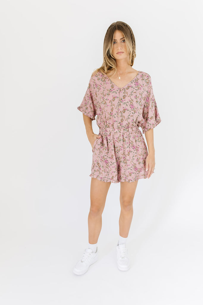 wes floral romper // pink