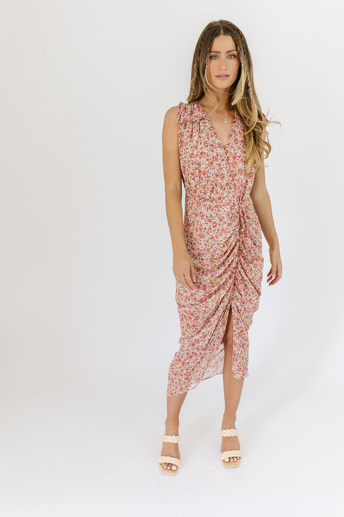 try again cinched midi dress