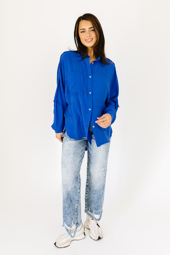 mallory button up // cobalt blue *restocked*