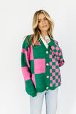 wild thing checkered cardigan // green + pink