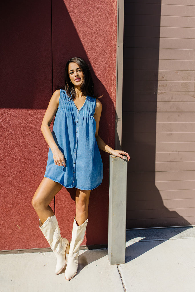 chessy denim mini dress