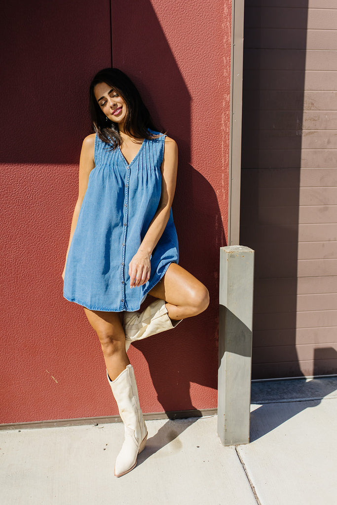 chessy denim mini dress