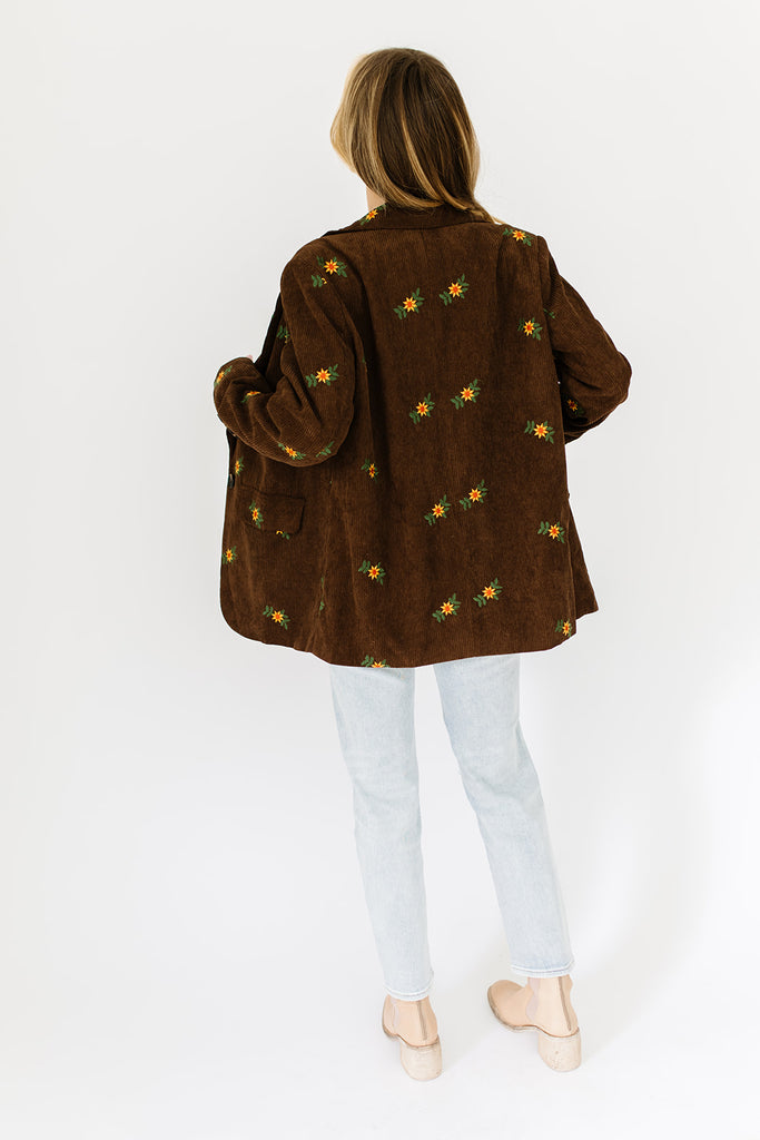 emi embroidered corduroy blazer