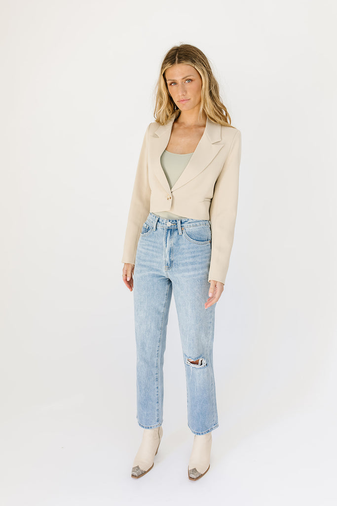 on my mind cropped blazer