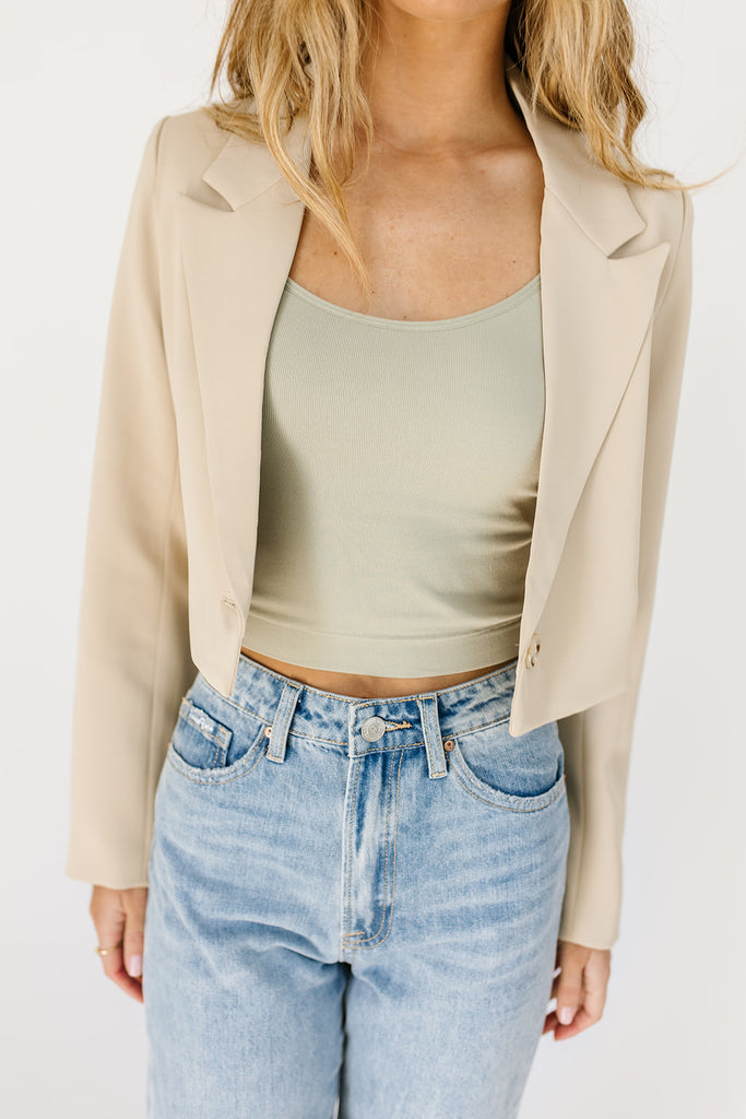 on my mind cropped blazer