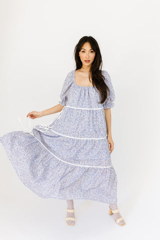 good luck puff sleeve dress // blue stripes *zoco exclusive*