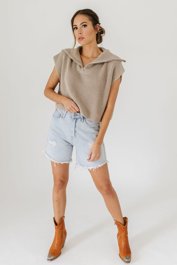 long story denim shorts